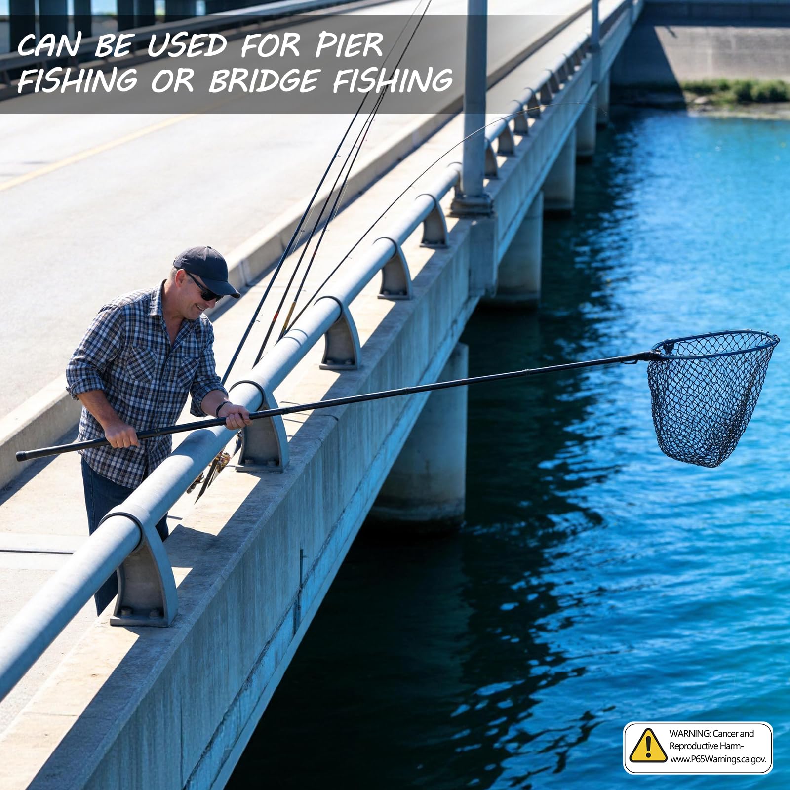 THKFISH Red de pesca de fibra de carbono, mango de 27 a 157.5 pulgadas de largo, red de pesca plegable portátil para salmón, cabeza de acero, mosca, bagre, lubina, pesca de trucha, red de trucha