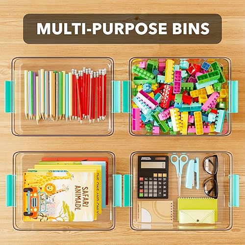 Miniatura 4 de SpaceAid Contenedores de almacenamiento de plástico de 6 cuartos de galón con tapas, organizadores y almacenamiento sensoriales transparentes,