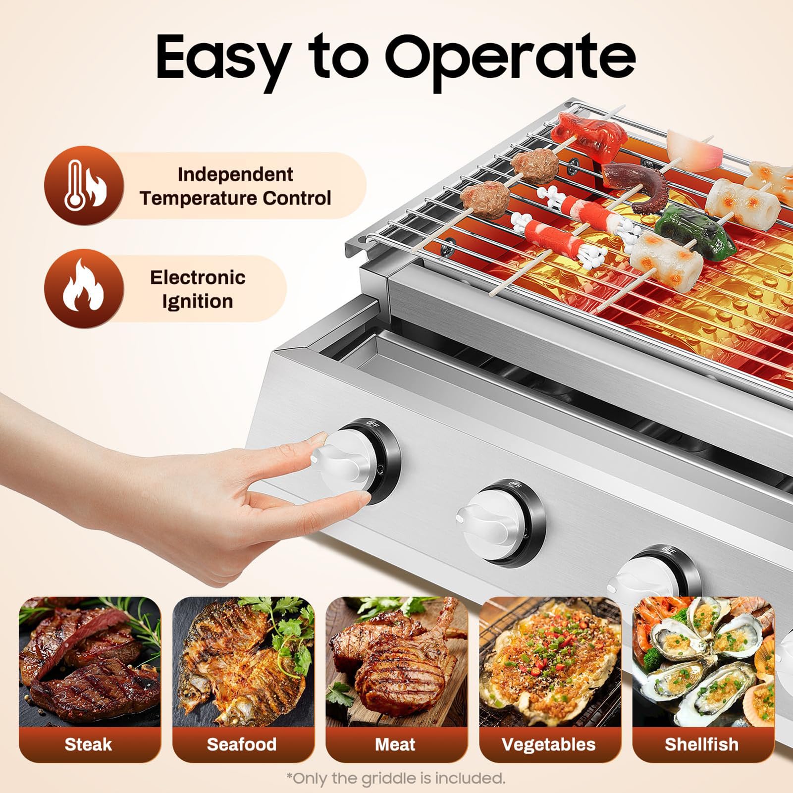 Grill bezdymny, komercyjny grill gazowy, 4/8-palnikowy, konstrukcja ze stali nierdzewnej, z ceramiczną technologią palnika, wysuwana patelnia ociekowa i stojak z regulacją wysokości do