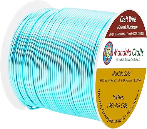 Vista 334 de Mandala Crafts Alambre de aluminio anodizado de calibre 8 para hacer joyas, alambre neutro flexible de color de 128 pies, flexible y flexible