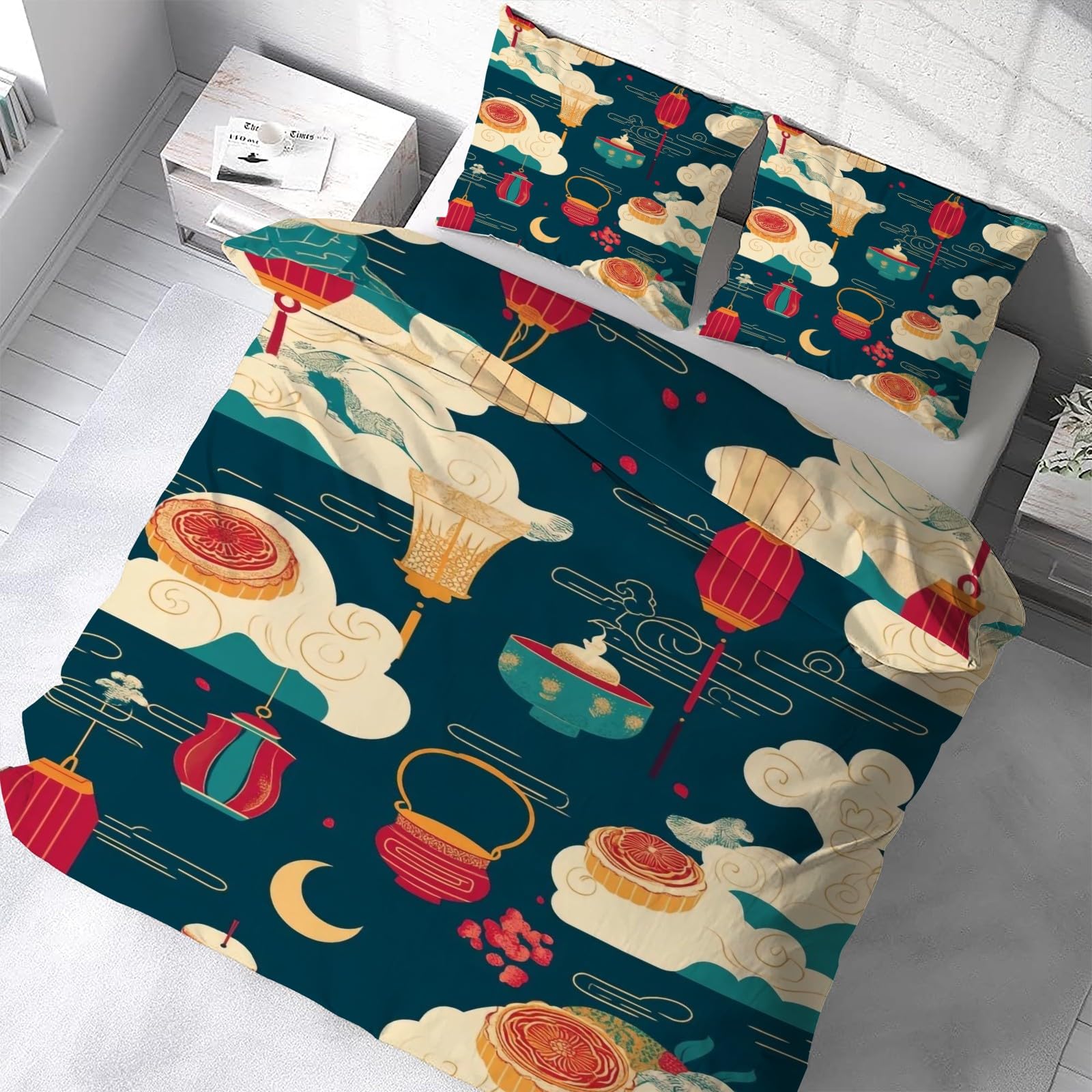 Housse de couette 220x240 cm avec 2 taies d'oreiller 65x65 De FêTe