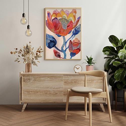 Miniatura 4 de XASUBH Arte de pared abstracto colorido en acuarela, póster botánico abstracto, cuadro de paisaje estético para casa de campo, apartamento,