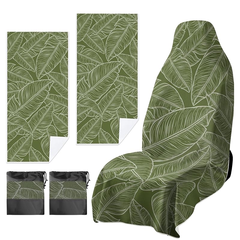 Toalhas de Microfibra para Banco Dianteiro e Uso Multiuso Meetravel Tropic Leaves, Kit com 2 unidades