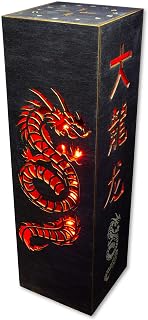 Asian Сontemporary Chinese Dragon Lamp | Chinese Style Red Dragon Sci-fi Punk Style LED RGB Night Lamp | Chinese Characters