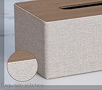 Vista 8 de Funda rectangular para caja de pañuelos de 9.8 pulgadas de largo x 5.3 pulgadas de ancho x 4.3 pulgadas de alto, moderno y refinado de piel Beige