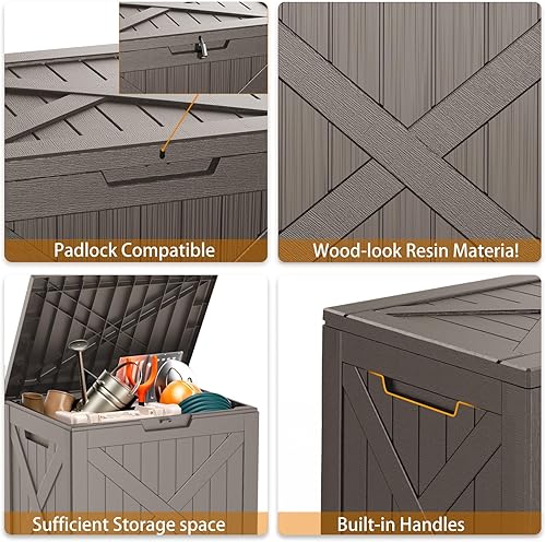 Vista 69 de EasyUp Caja de cubierta de resina de 31 galones, impermeable, resistente a los rayos UV, caja de almacenamiento al aire libre para entrega, patio