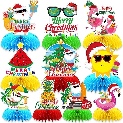 10 Pcs Summer Christmas Decorations, July Summer Christmas Table Honeycomb