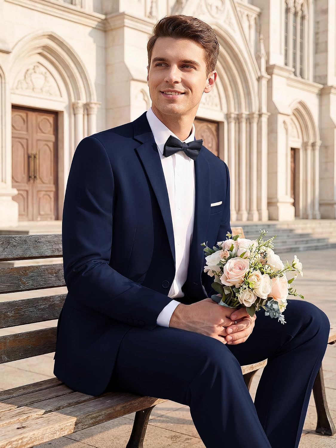  Mens 2 Piece Suit Sets for Business,Slim Fit Jacket & Pants thumbnail