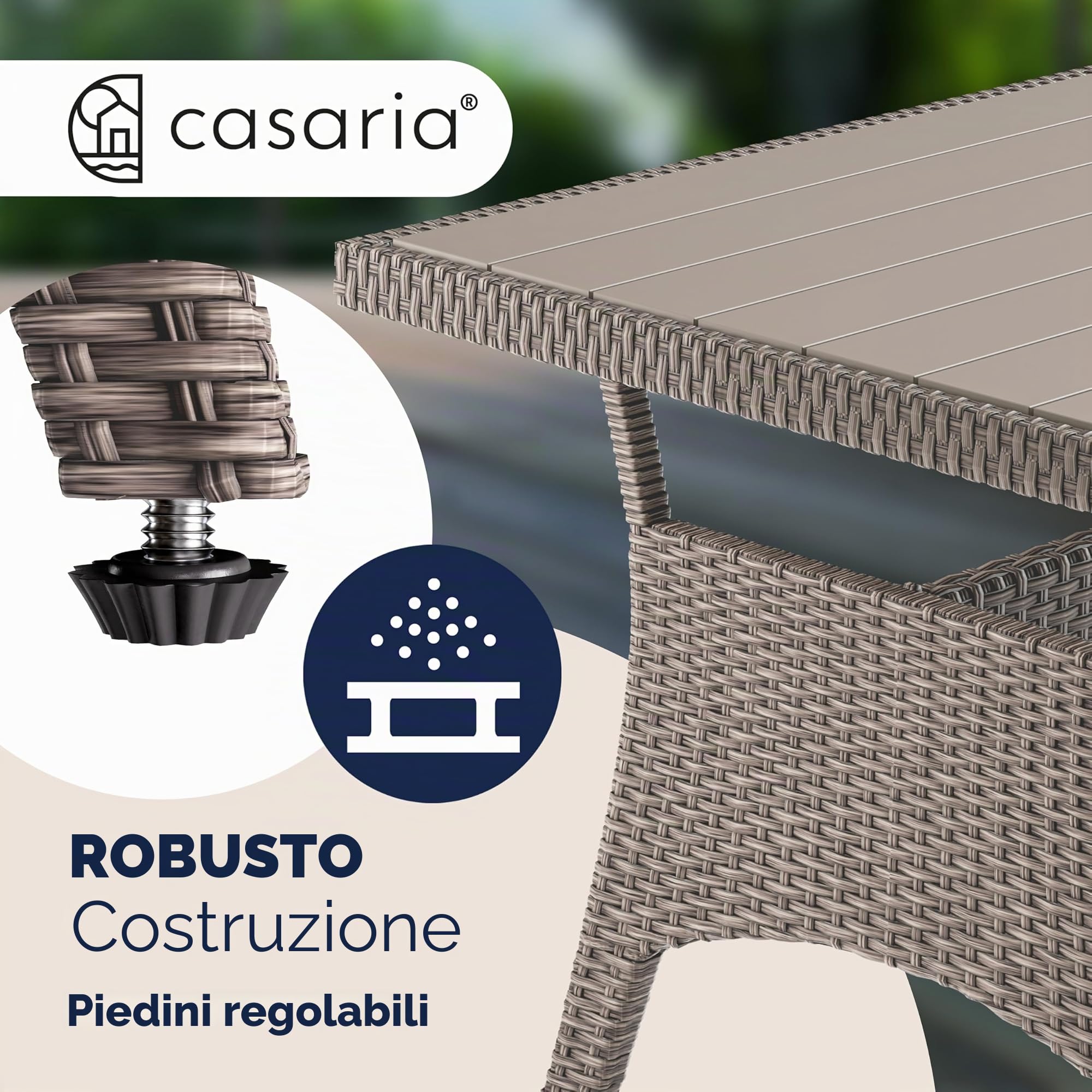 Casaria Set di Mobili Outdoor Salottino Esterno Polyrattan Lounge Tavolo da Pranzo Panca ad angolo 2 Sedie da Giardino