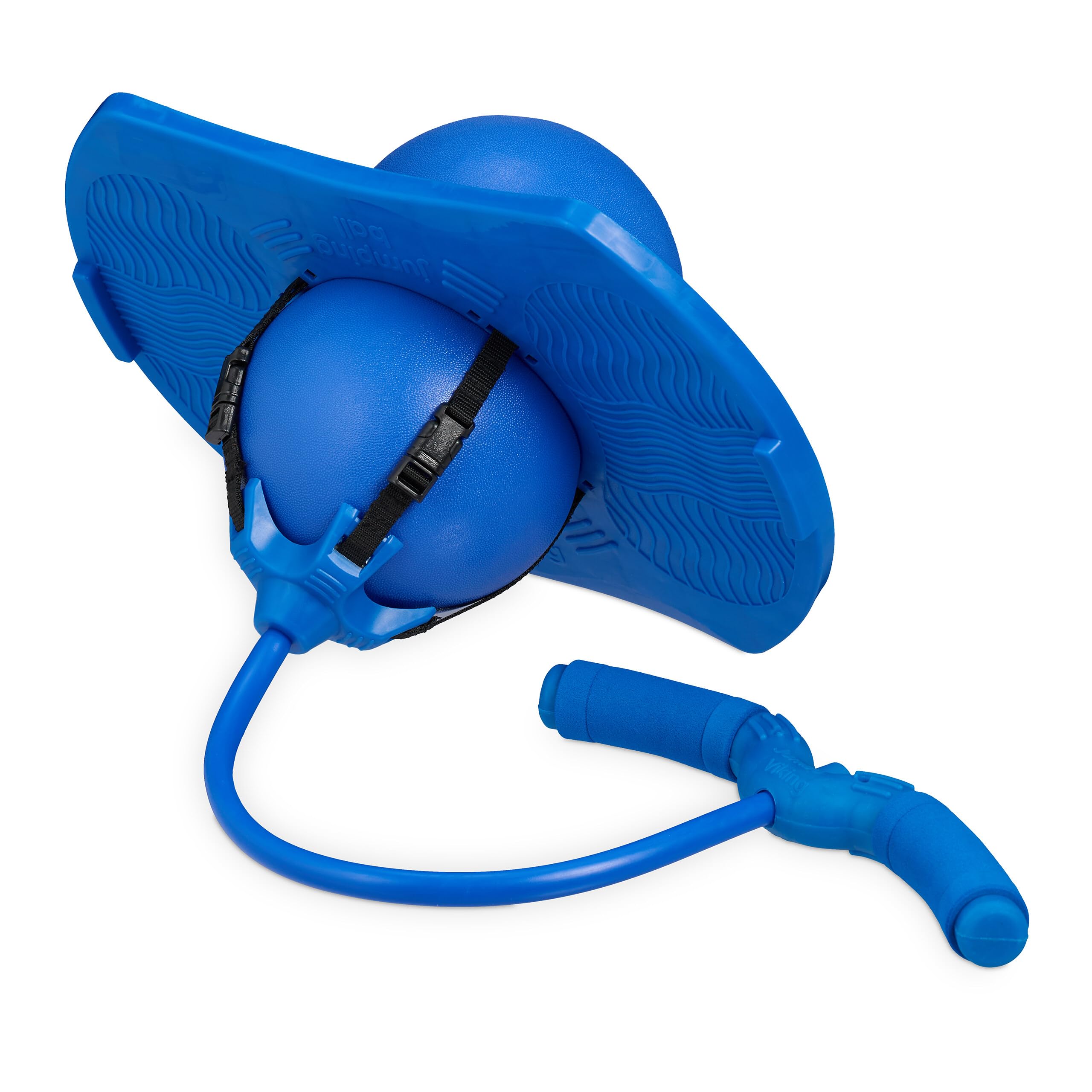 Relaxdays Salterello per Bambini, Pogo Stick con Palla Salta-Salta e Manici, 100 kg, 74x39x29 cm, Gioco da Esterno, Blu