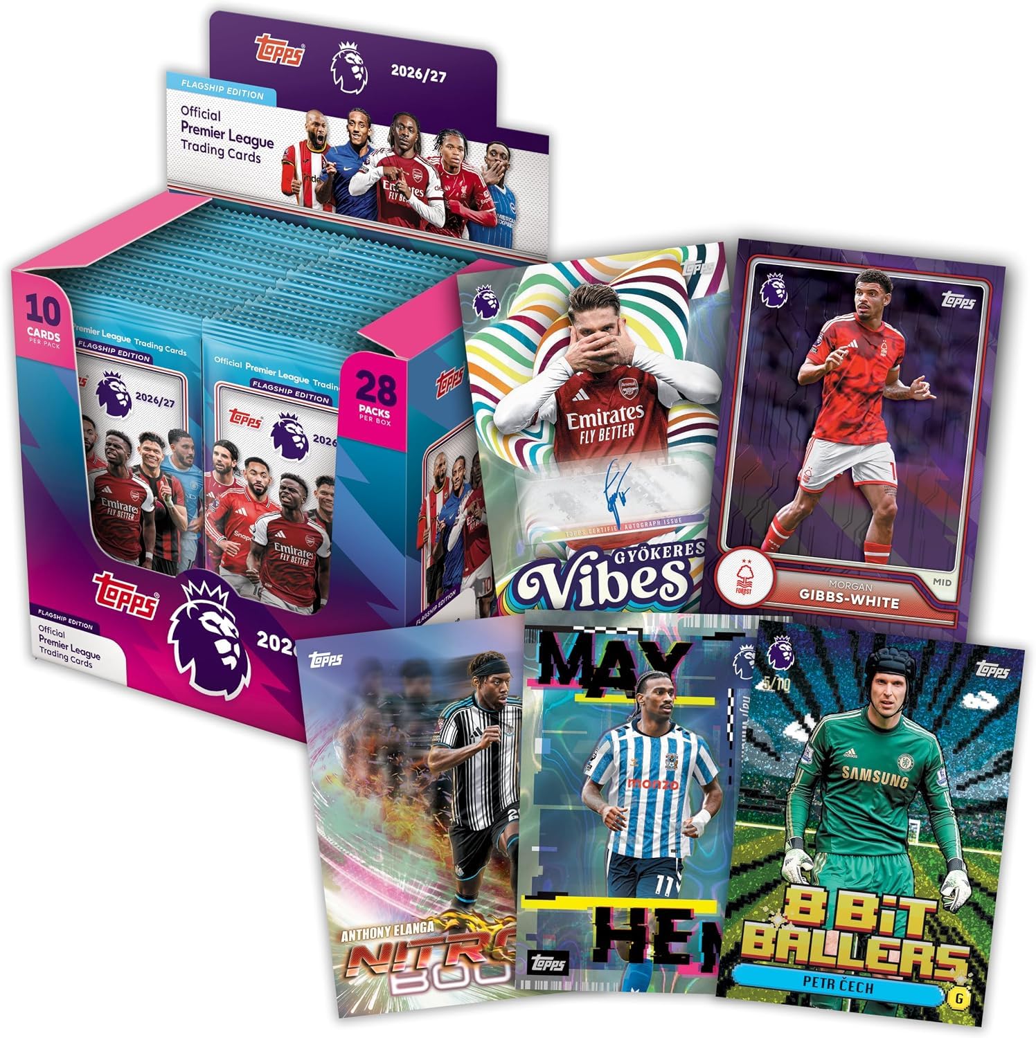 Topps Flagship Premier League 2026/27-28 Booster Display Football 280 kart Box i BB-Toy-Trades Toploader