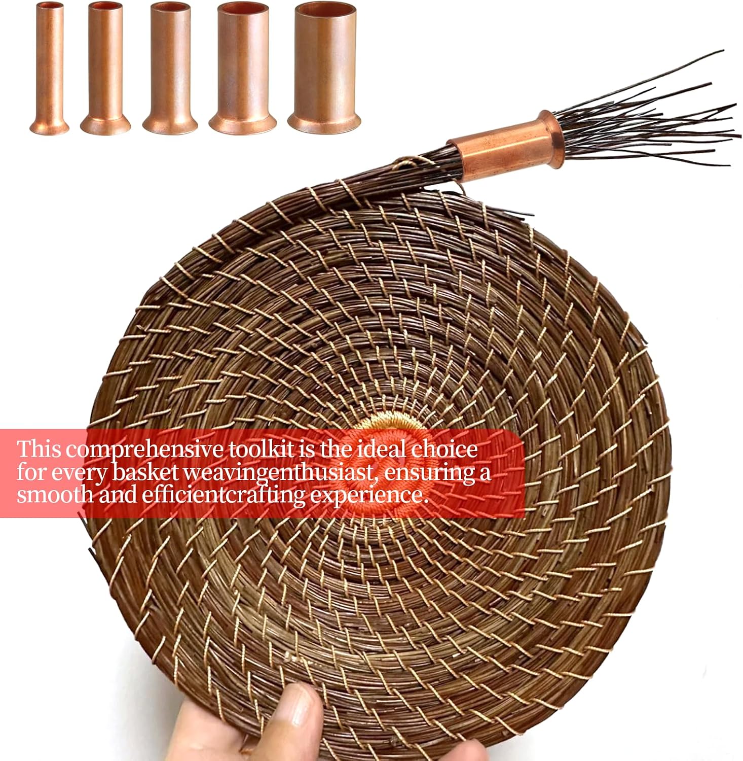 HUIKANGSHENG Pine Needle Basket Making Set with Gauge Coiling Tool – Complete Kit with Waxed Thread, Needle, Thimble, Pliers & Tools for Rattan Weaving