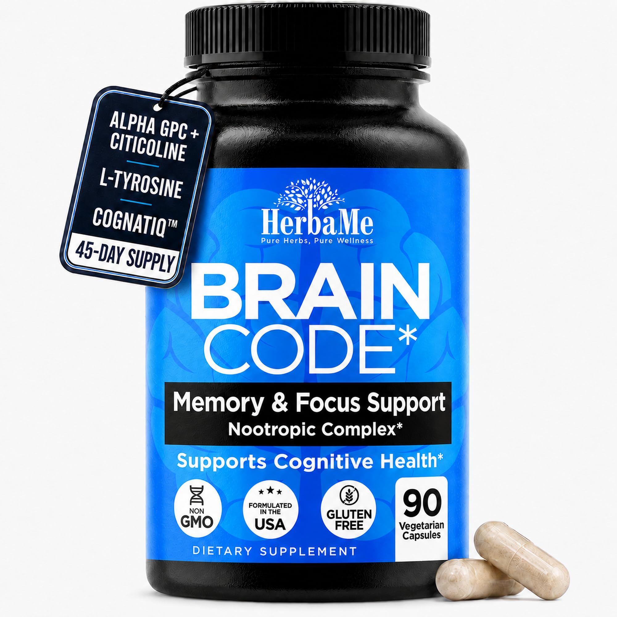 HerbaMe Nootropic Brain Supplement for Memory, Focus & Cognitive Support