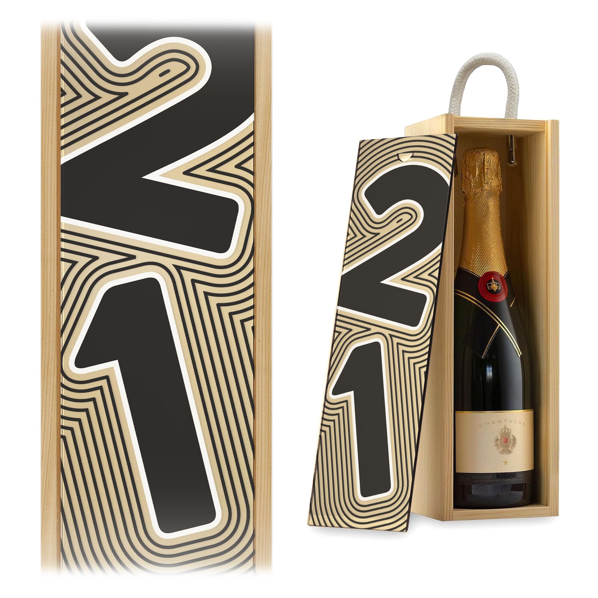 A1 Graphics Ltd 21st Wine Gift Box – Milestone Celebration Champagne & Prosecco Case (Gold Mirror, Natural Box)