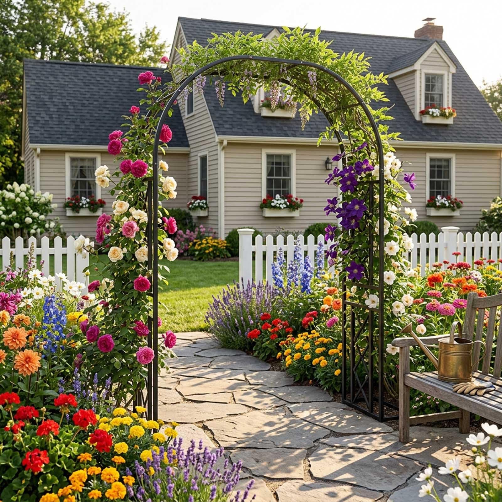 Arche en métal pour roseraies et treillis de support de jardin noir de 139 à 340cm