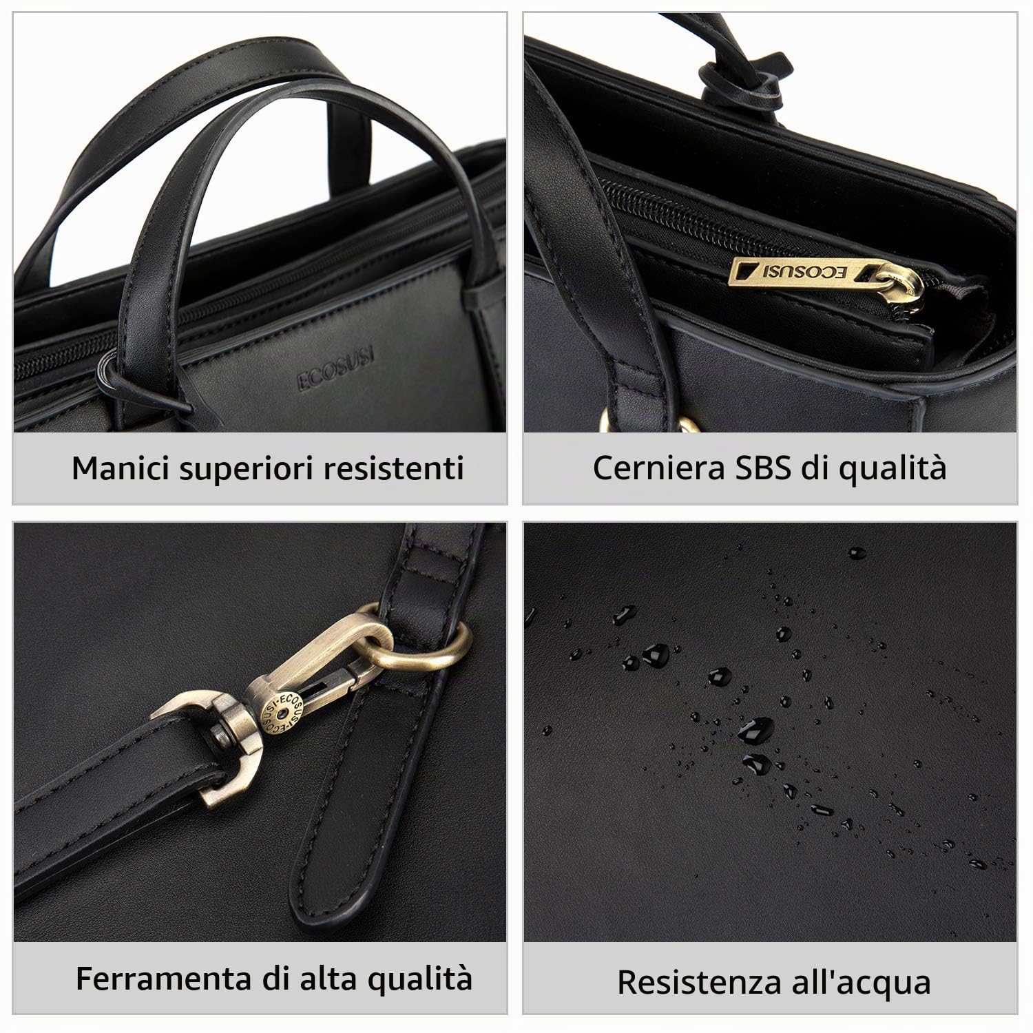 ECOSUSI Borse Tote Donna per pc 14 pollici zaino donna multifunzione pelle 3 in 1 borse multiuso casual universitá