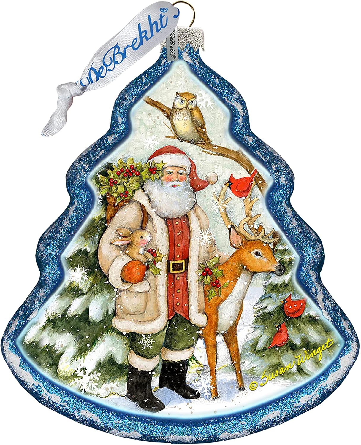 G.DeBrekht Santa in The Forest Glass Ornament by Susan Winget - 762-209-SW