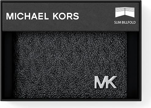 Michael Kors Men's Slim Billfold, Silver-Tone Tonal Hardware/MK Signature Black, Black