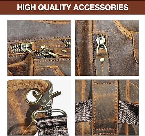 Miniatura 7 de Handadsume Riñonera de lona resistente al agua + cuero para motocicleta, riñonera de un hombro para hombres y mujeres FB211-6, 100% Cuero
