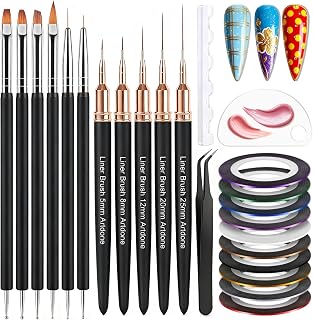Artdone Nail Striping Tape Lines Kit With Nail Art Pens Dotting Tools And Liner Brushes For Gel Polish Small Detail Drawing Design Paint