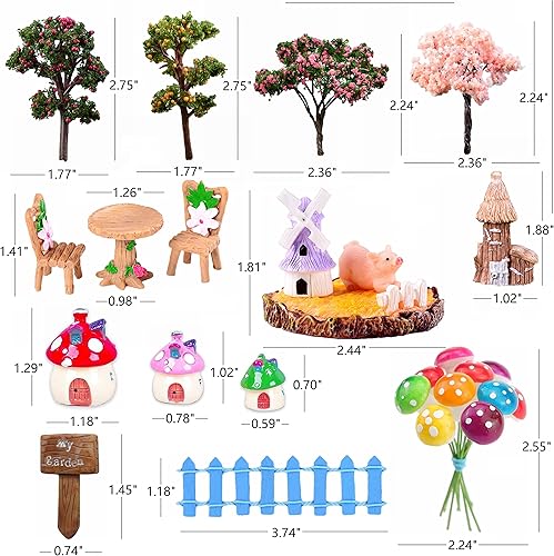 Miniatura 9 de Kit de accesorios de jardín de hadas, 132 piezas, animales en miniatura, árbol, valla, figuritas de casa, estatua para manualidades, jardín, micro