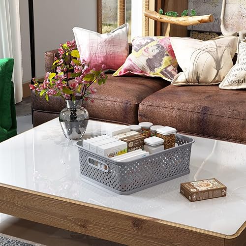 Vista 67 de MaxGear Organización y almacenamiento, 3 unidades, contenedores organizadores de plástico, cestas tejidas para almacenamiento, cestas de plástico