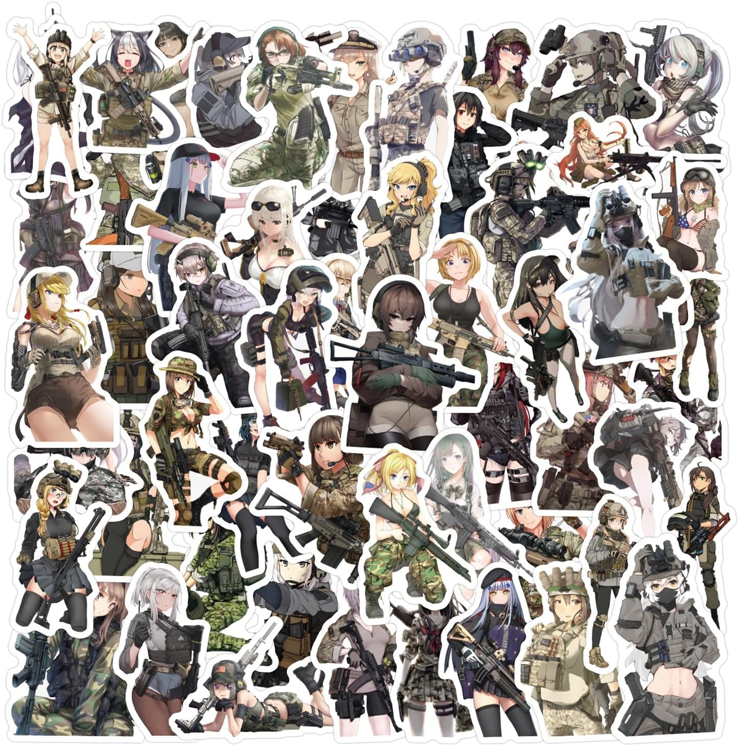 60Pcs Sexy Anime Camouflage Girl Stickers, Beauty Cartoon Sticker Collection,Reusable Vinyl Waterproof Stickers,DIY Decorative for Laptop Luggage Skateboard Water Bottles (Camouflage)