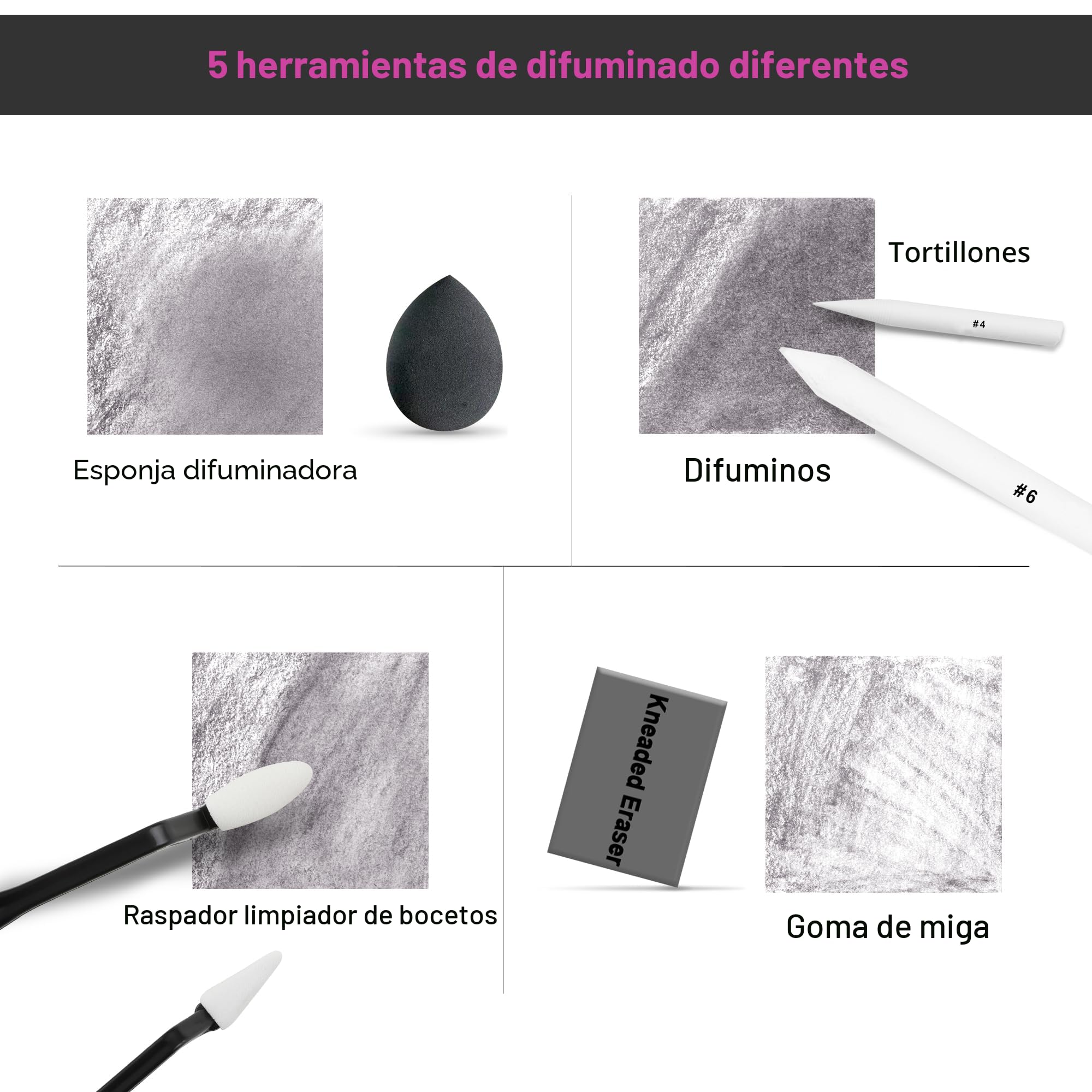 HIFORNY Juego de 126 lápices de dibujo, lápices de bocetos, Materiales de Arte con Cuaderno de Bocetos de 3 Colores, Herramientas de Grafito, Carbón, Difuminado y Dibujo, Lápices para Adultos
