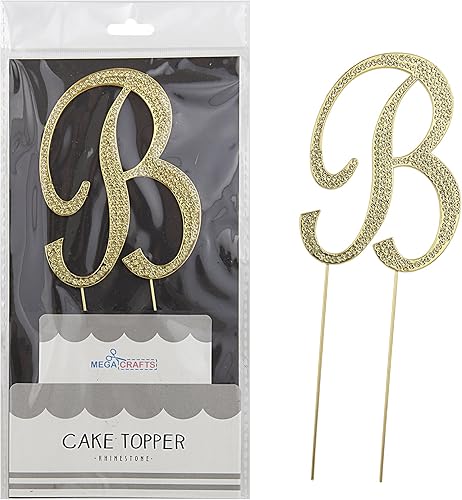 Mega Crafts Decoración para tartas con diamantes de imitación dorados, cristales brillantes y aleación de metal duradero, ideal para cumpleaños,