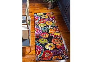 Unique Loom Lyon Collection 2x6 Multi Runner Rug in Black and Green