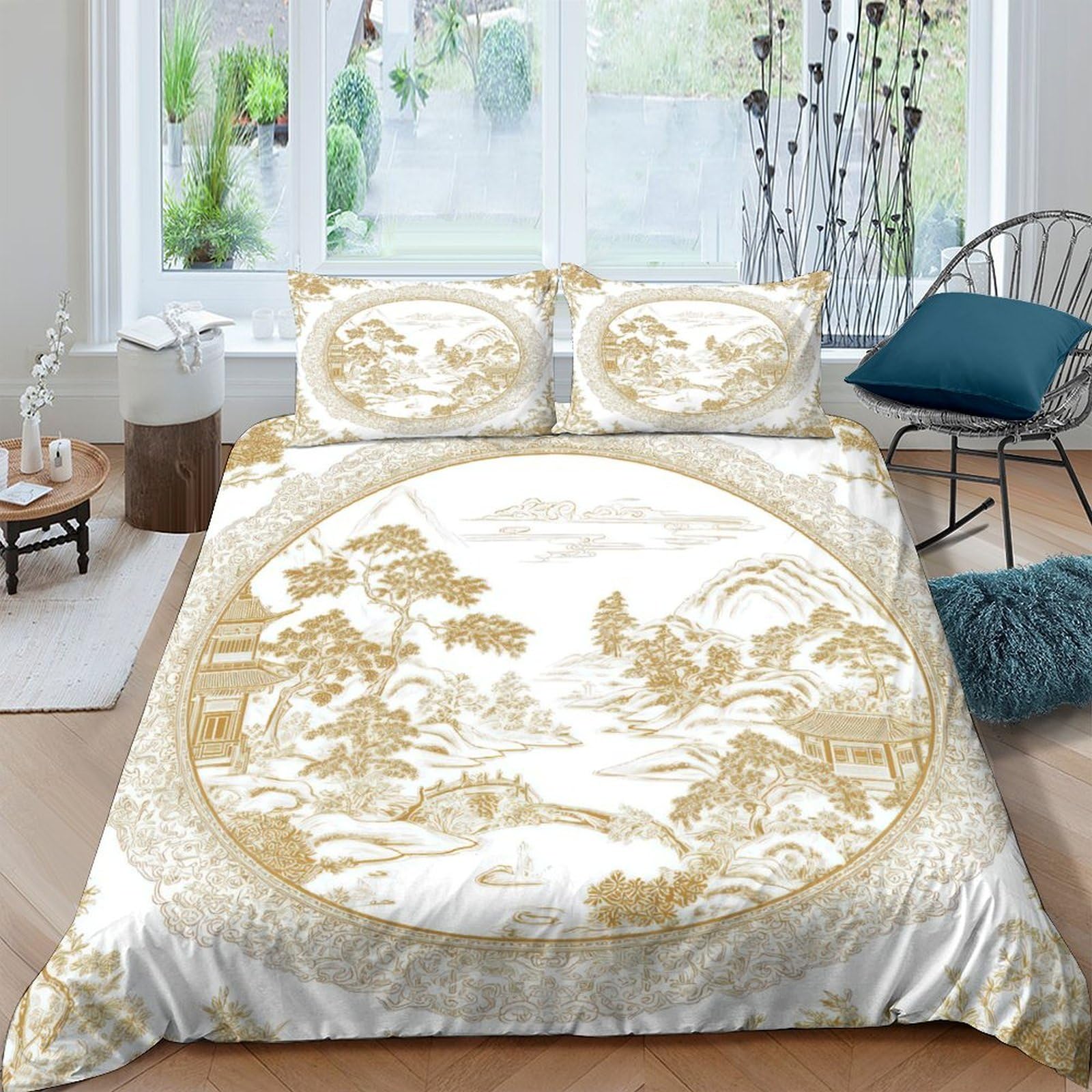 Ctjqhvkz Style-9 3D Printed Baroque Angel Fitted Sheet Microfiber Soft Gold Vintage Pattern Bed Cover For Bedroom Dorm Mattress Decor Single（135X200cm）