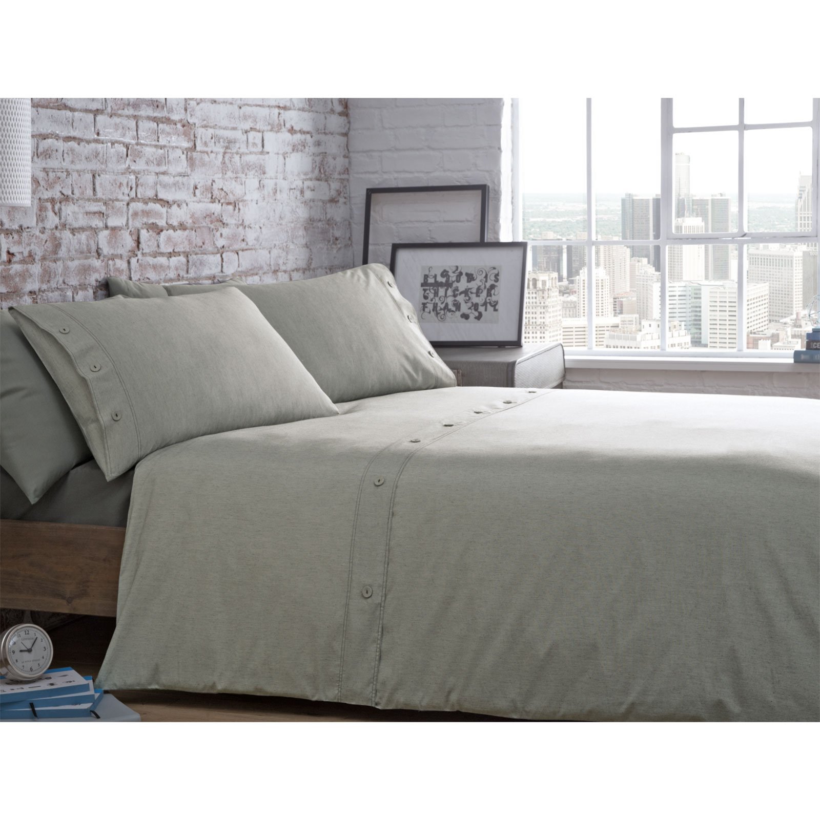 Just Contempo Cotton Duvet Cover Set, Super King, Beige