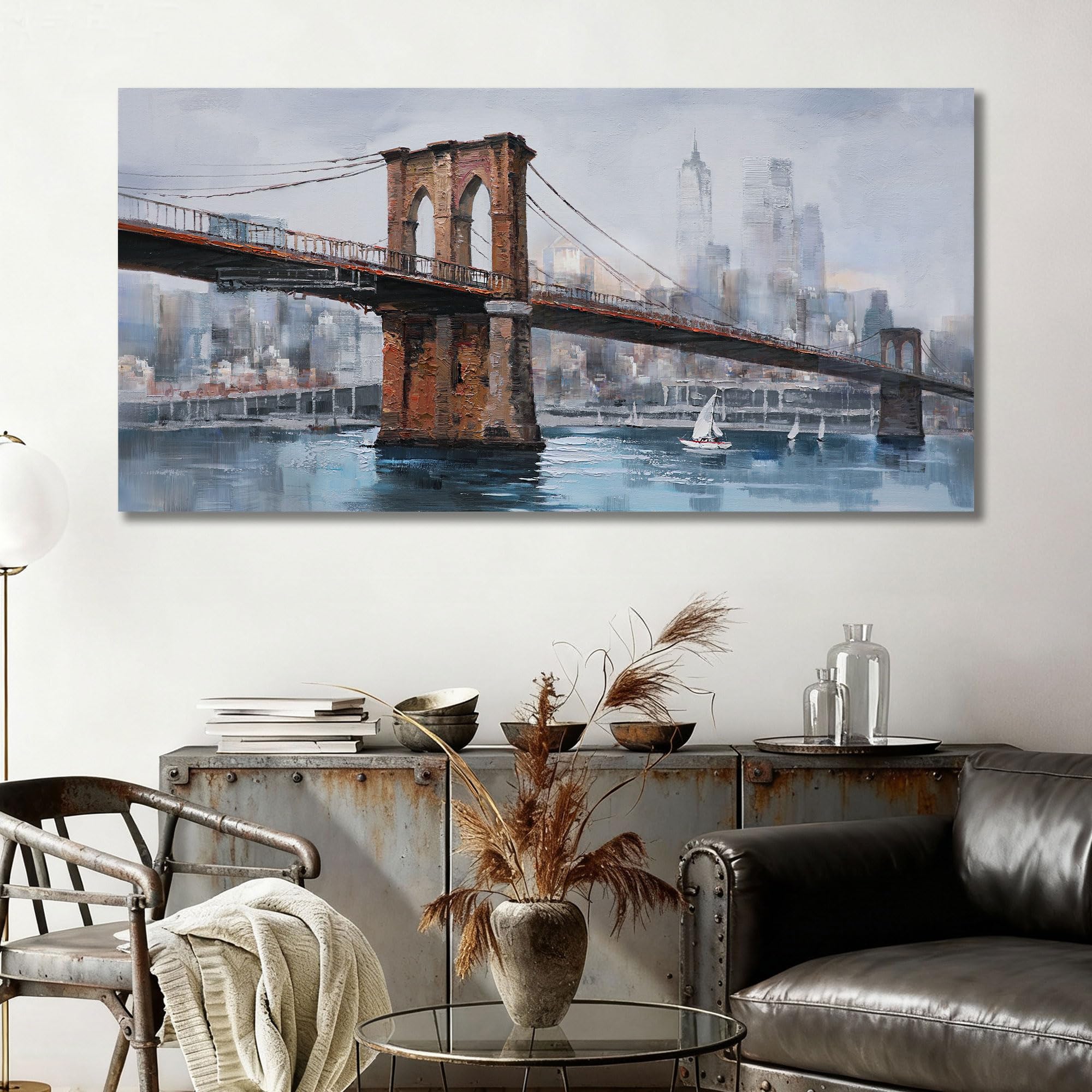 Amazon.com: Ardemy Brooklyn Bridge Wall Art Canvas Cityscape