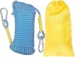 Kletterseil 8mm Outdoor Statisches Kletterseil 5m Feuerrettungs Fallschirm Seil Geflecht Nylon mit 2 Stahlhaken für Wandern Outdoor Bergsteigen Sport Camping