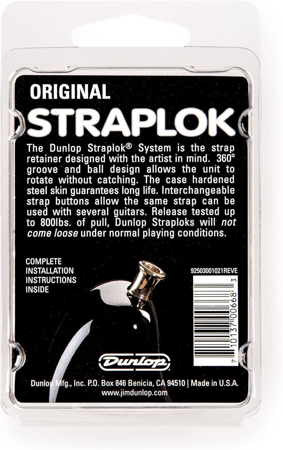 Dunlop SLS1104G Straplok® Original Strap Retainer System, Gold