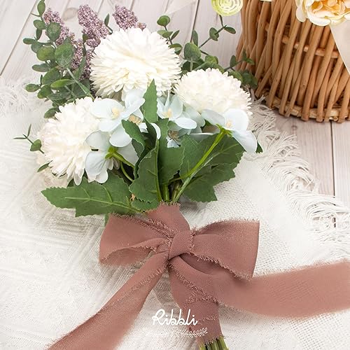 Miniatura 111 de Ribbli Cinta de gasa blanca de 1-1/2 pulgadas x 20 yardas hecha a mano con flecos, cinta blanca para invitaciones de boda, envoltura de ramos