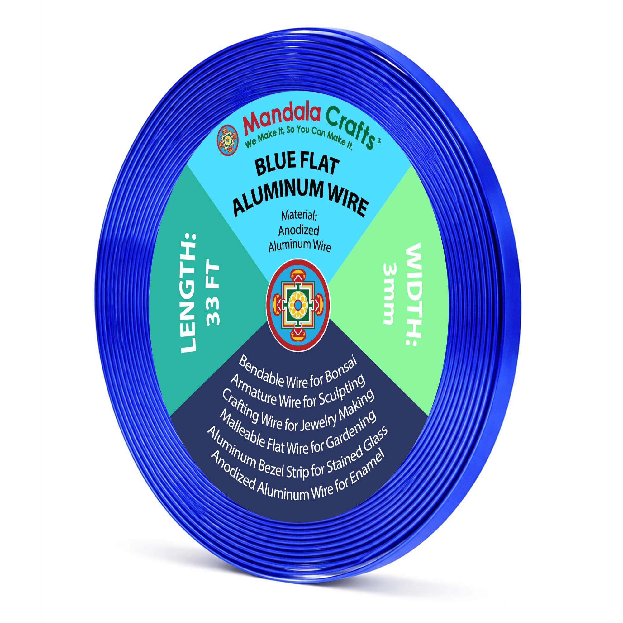 Mandala Crafts 3mm Blue Flat Aluminum Crafting Wire for Sculpting