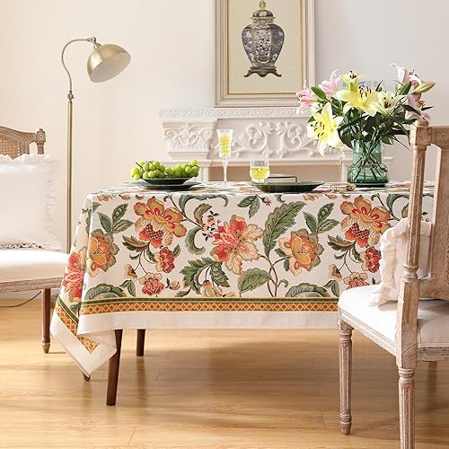 Miniatura 2 de patdrea Mantel de diseñador amarillo para mesas rectangulares, manteles de terciopelo de lujo, sin arrugas, con patrón floral, mantel decorativo