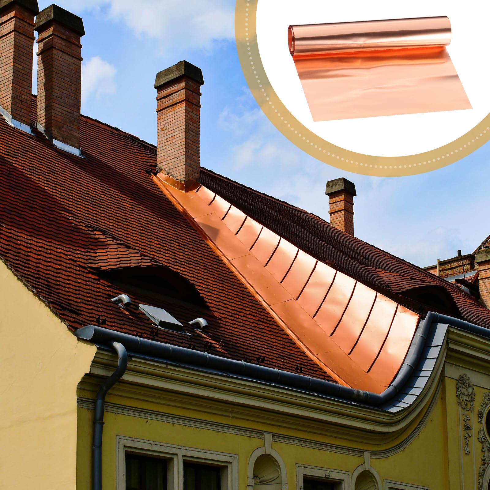 1 rotolo di nastro di rame, spessore 0,1 mm, tagliabile a fogli di rame puro, per artigianato, di gioielli, progetti industriali e materiali in rame per lavori | Su E A Risparmiare
