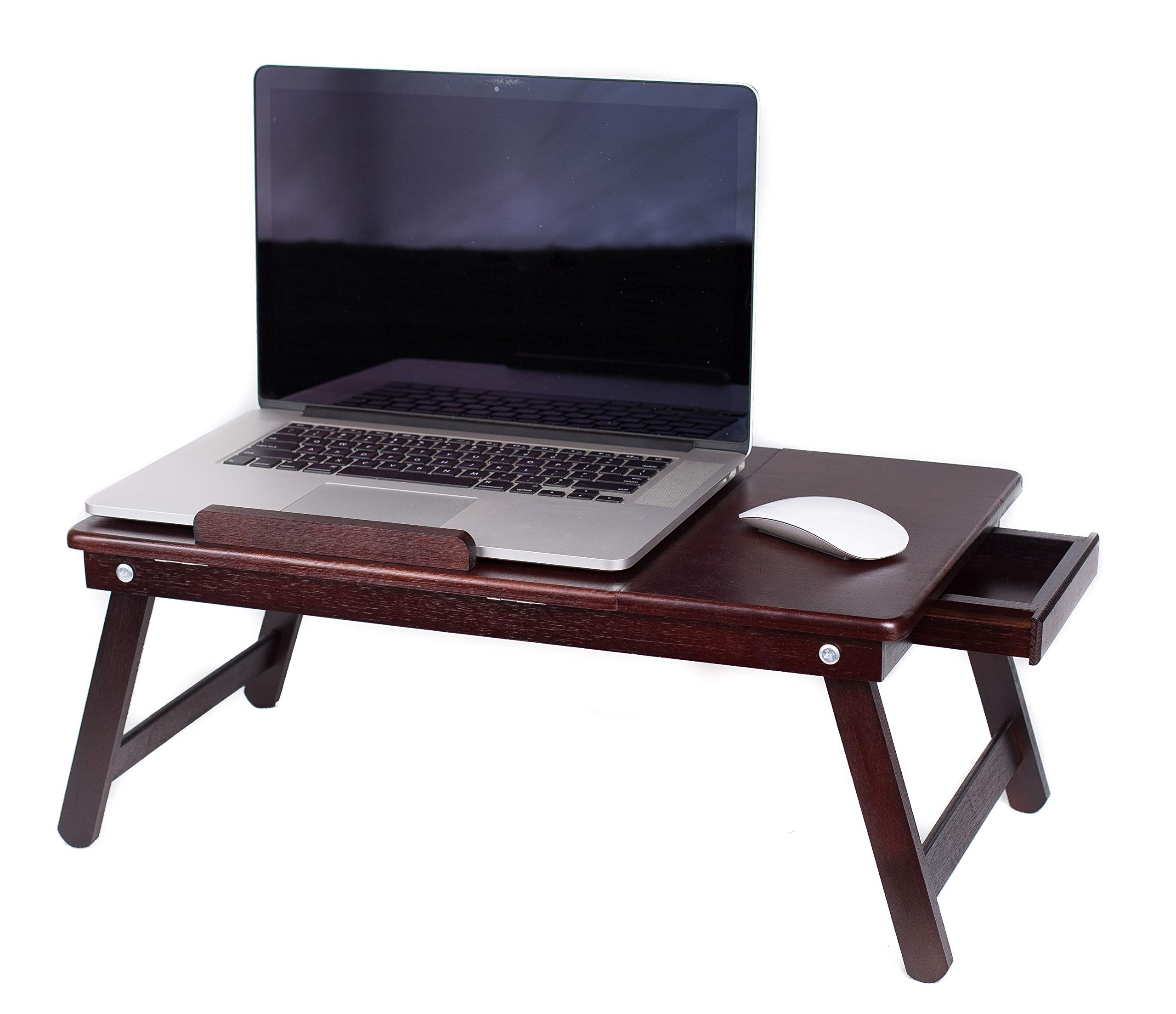 BIRDROCK HOME Bamboo Laptop Bed Lap Tray MultiPosition Adjustable Tilt Surface Pull Down