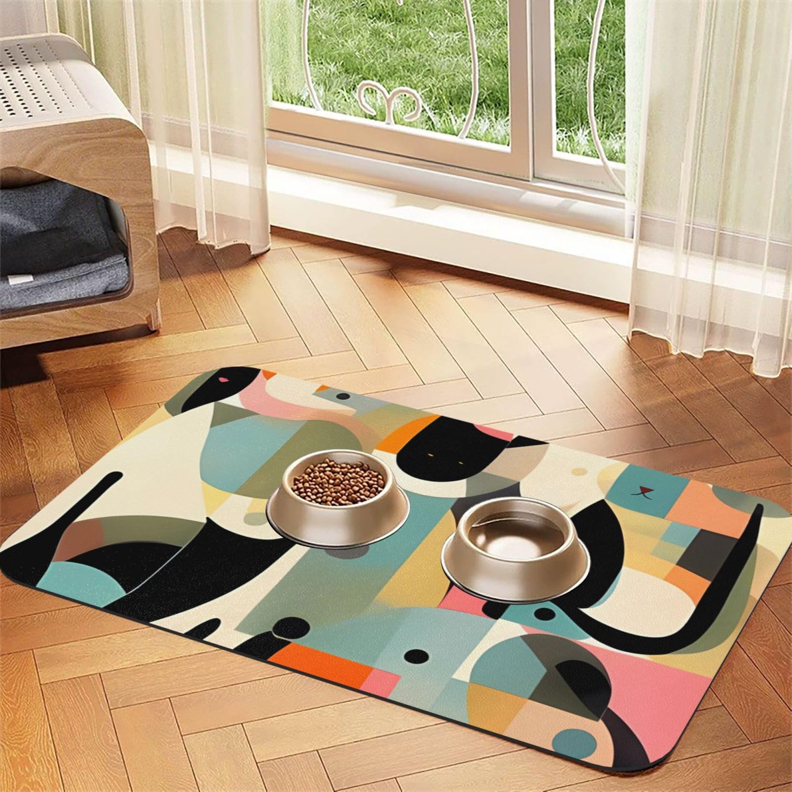 Tapis pour nourriture et eau de chat résistant et facile à laver