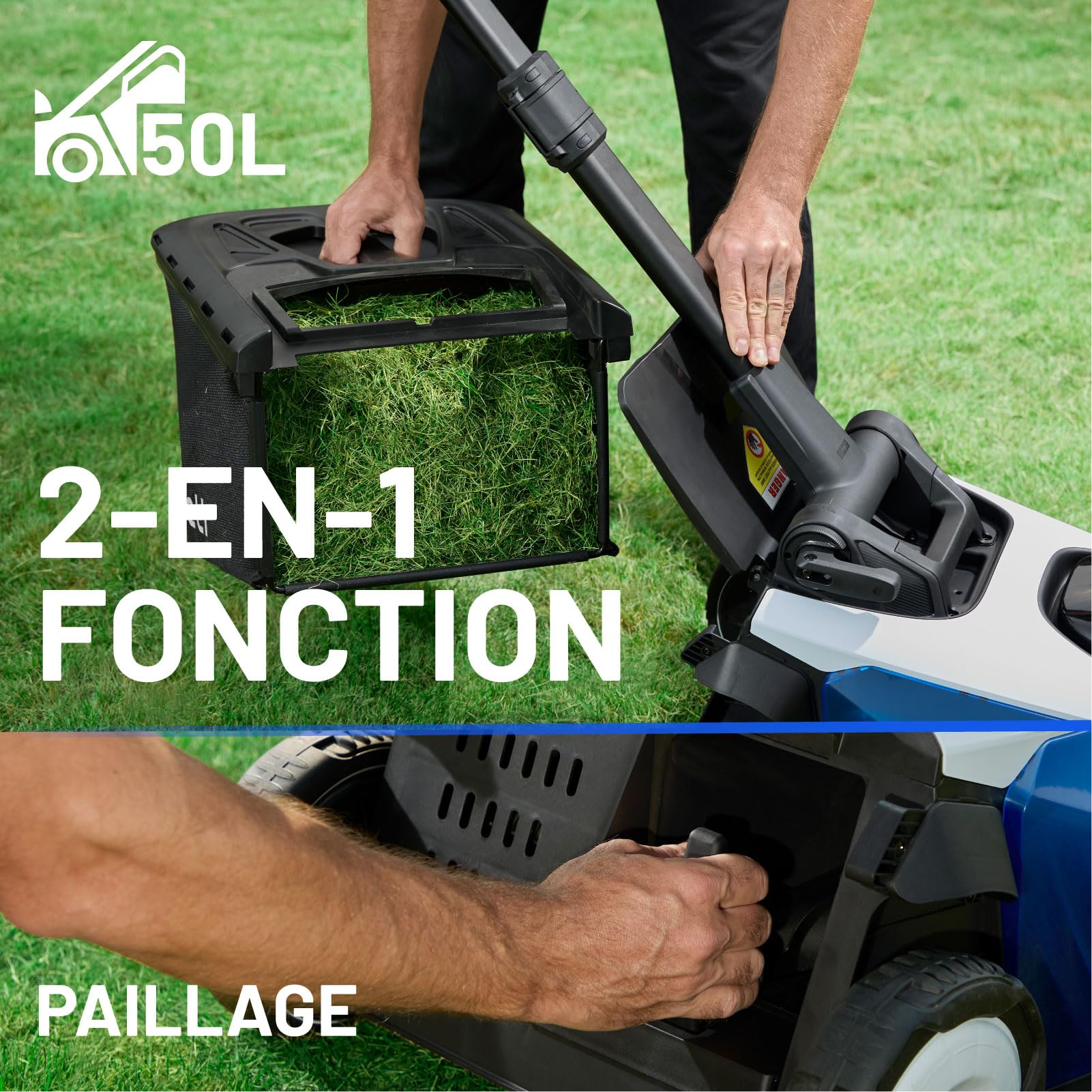 Litheli Easysurge Tondeuse à Gazon sans Fil 43cm, Autopropulsée (2,2-4,7 km/h), Bac 50L, 25-75 mm, Tondeuse à Gazon Batterie avec 4X 20V Batteries 4.0Ah et Chargeur
