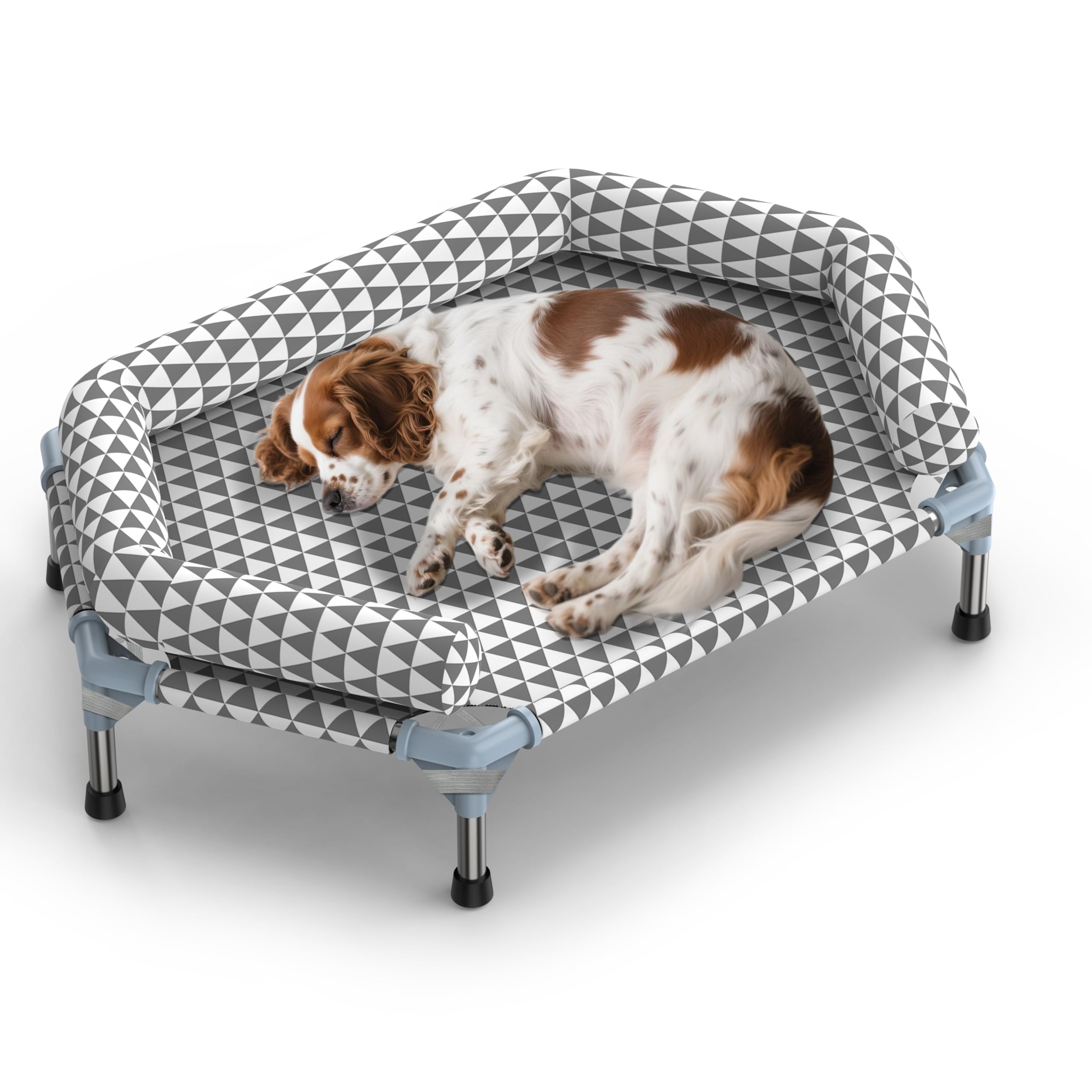 Orthopedic Dog Bed for Medium Dogs - Removable Bolsters & Cleanable Cover,Elevated Outdoor Dog Bed,Easy to Assemble,Up to 100lbs,Medium