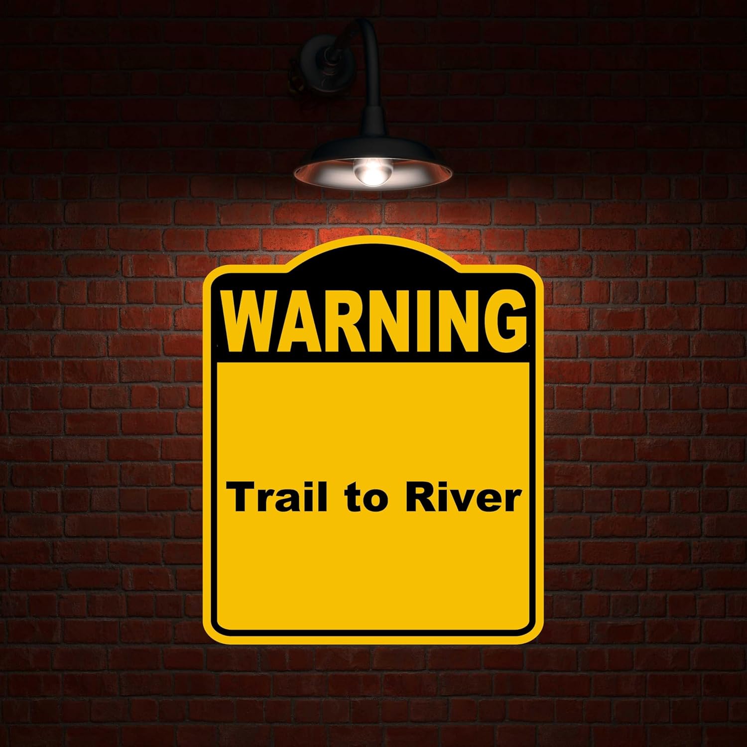 Trail to River Warning Yellow Black Aluminum Composite Sign 20 x 24 inches