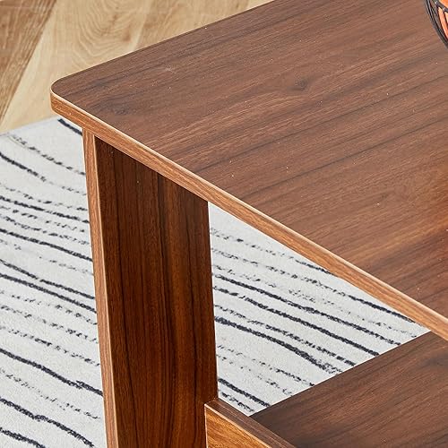 Miniatura 60 de Mesa auxiliar de 2 niveles, moderna mesa de centro rectangular para sala de estar con estante de almacenamiento para decoración de sala de estar,