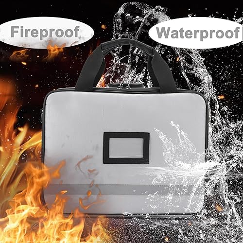 Miniatura 6 de Organizador de archivos con cerradura, bolsa organizadora de documentos ignífuga con cremallera resistente al agua, bolsa de almacenamiento de