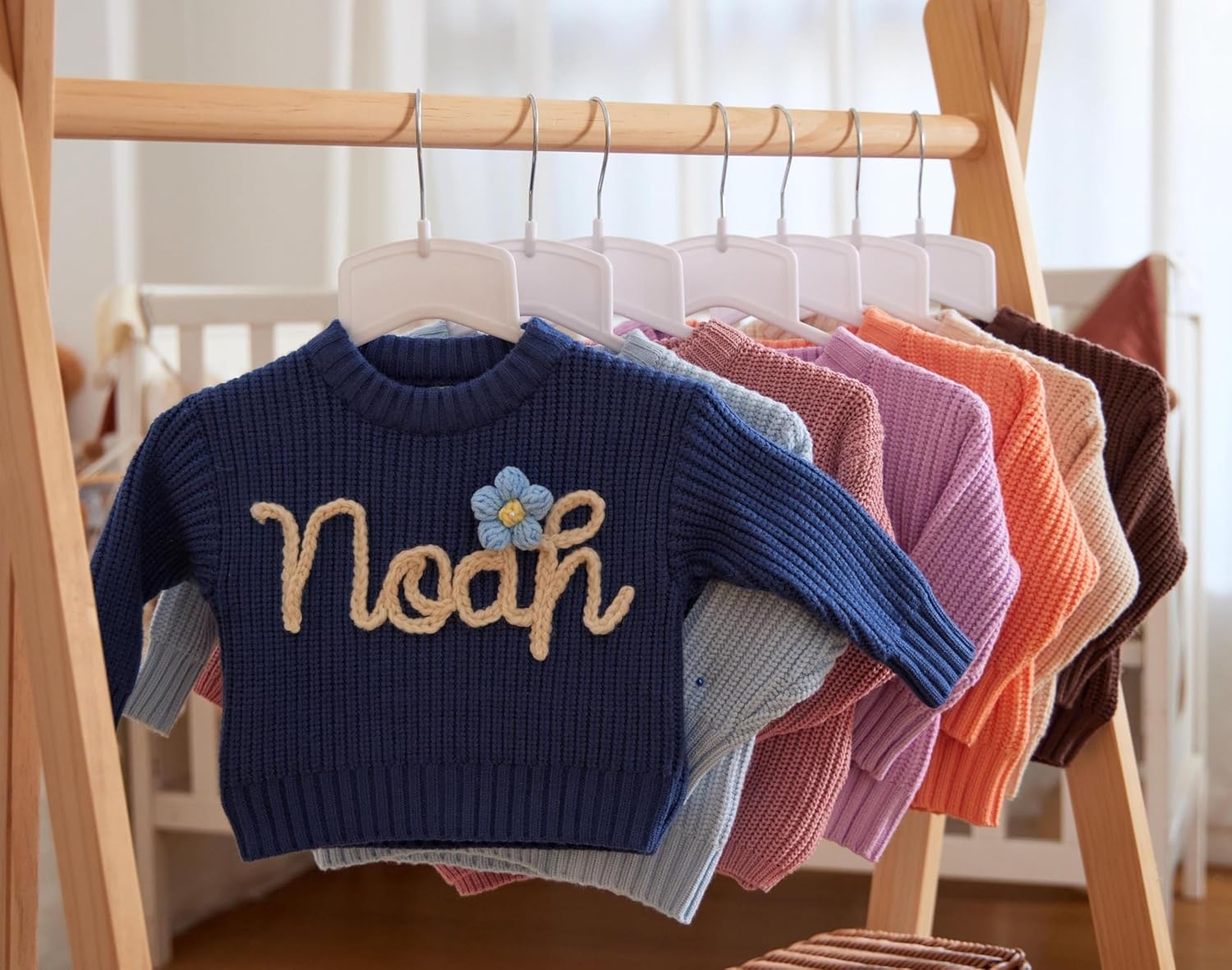 DILYPOD Personalized Baby Sweater, Custom Baby Name Sweater with Hand Embroidery & Monogram for Newborn 0–24 Months & Toddler 2T–5T, Infant Pullover, Babies Gift for Boy & Girl Christmas Babyshower - Image 3