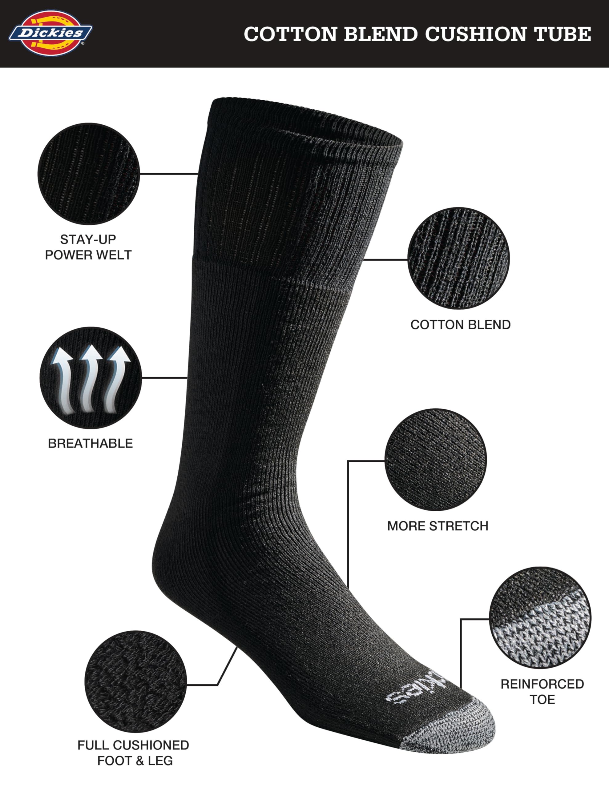Dickies Cotton Blend Cushioned Work Crew Length Tube Socks, (18, 36 Pairs) Calcetines Hombre (Pack de 18)