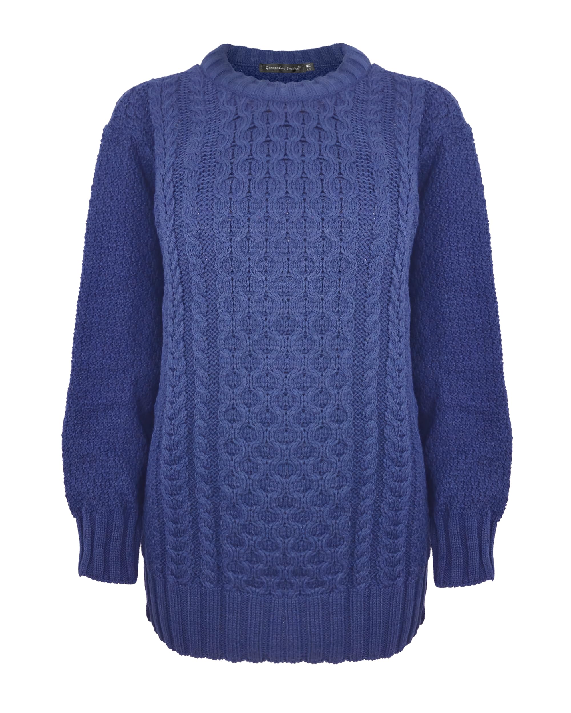 Generation Fashion (Navy, 16-18) New Ladies Women Knitted Cable Knit Jumper Sweater Pullover Top
