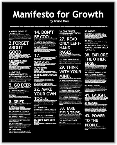 Bruce Mau-"Manifesto for Growth" Motivational Quotes Wall Sign -11 x 14" Modern Inspirational Poster Print-Ready to Frame. Positive